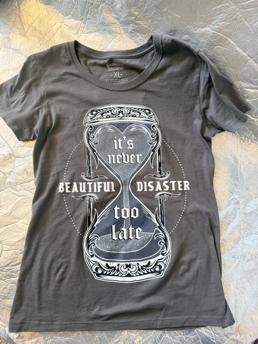 Beautiful Disaster "It's Never Too Late" Size XL BLING LIKE NEW